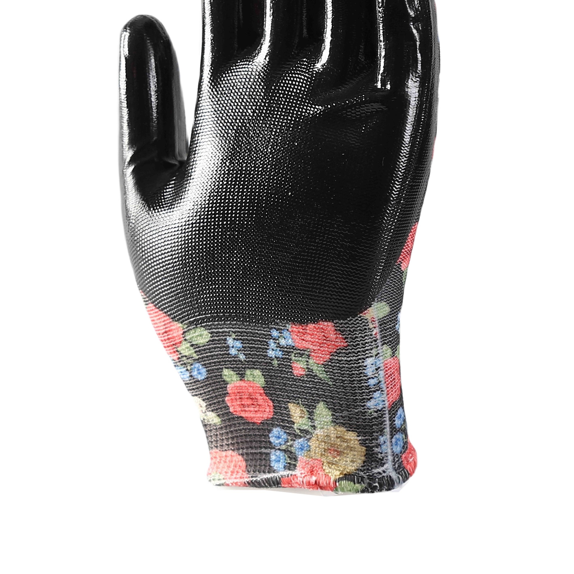                 Printing polyester with black nitrile coating gloves            
