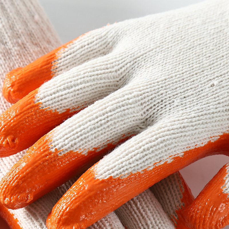 7 10 Gauge Garden White Cotton Knitted Orange Latex Coated Safety Work Gloves China Manufacturer