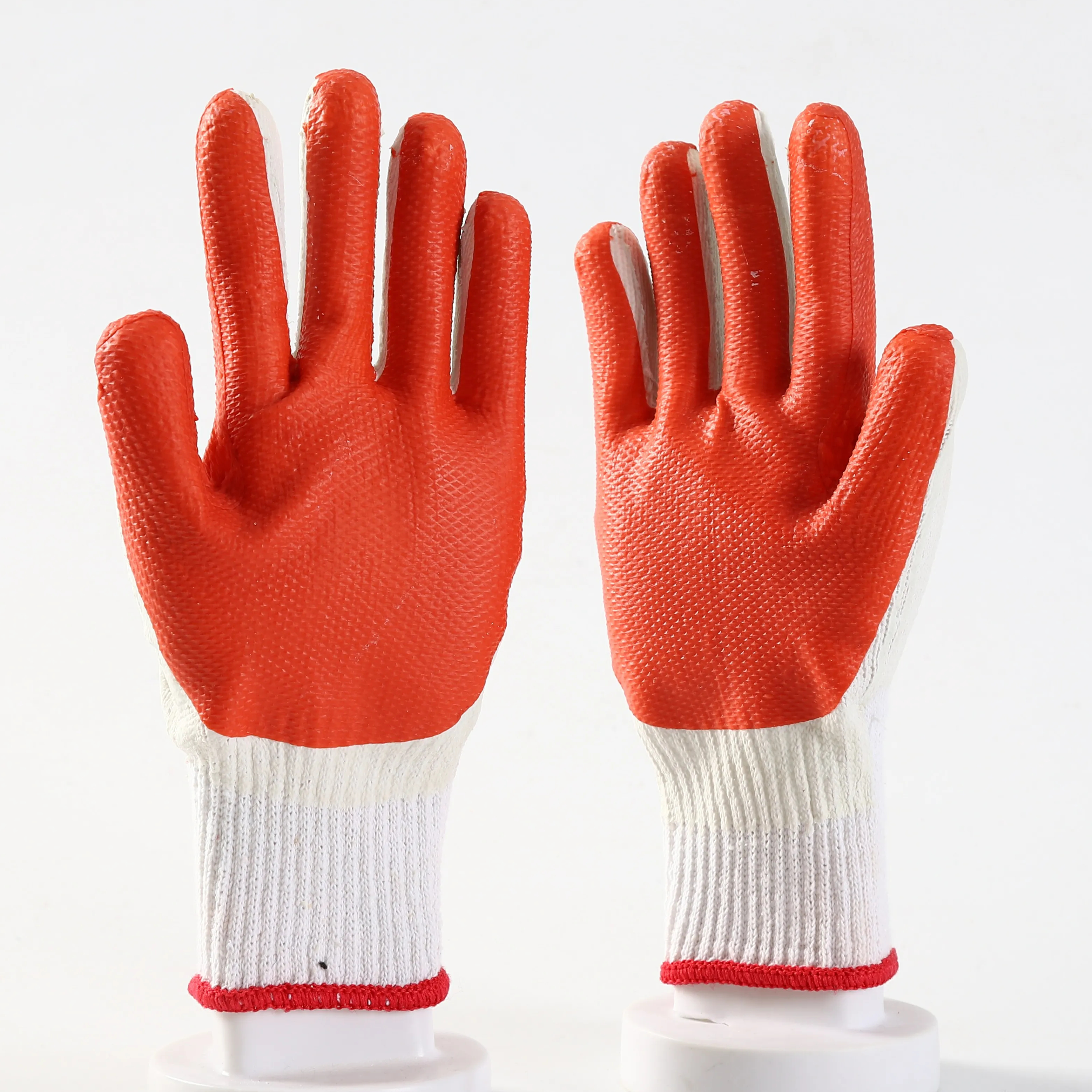 Rubber laminated poly/cotton gloves anti-slip latex rubber coated safety gloves for construction