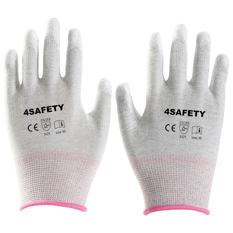 13G Polyester Knitted PU Coated Polyester Knitted Shell Safety Work Gloves For Automotive Industry