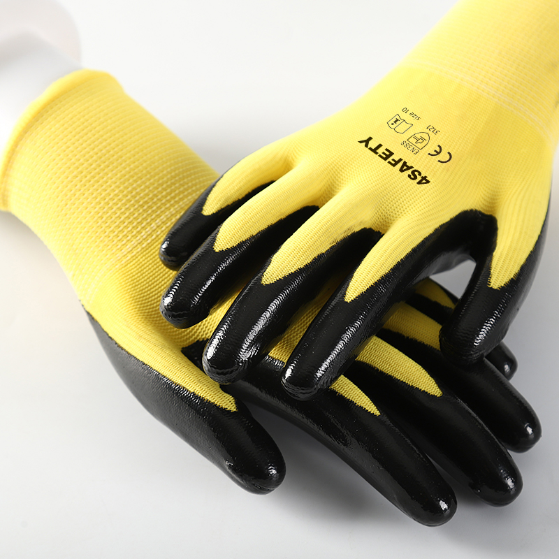 Nitrile Coated Polyester Safety Gloves Standard Safety Hand Work Gloves