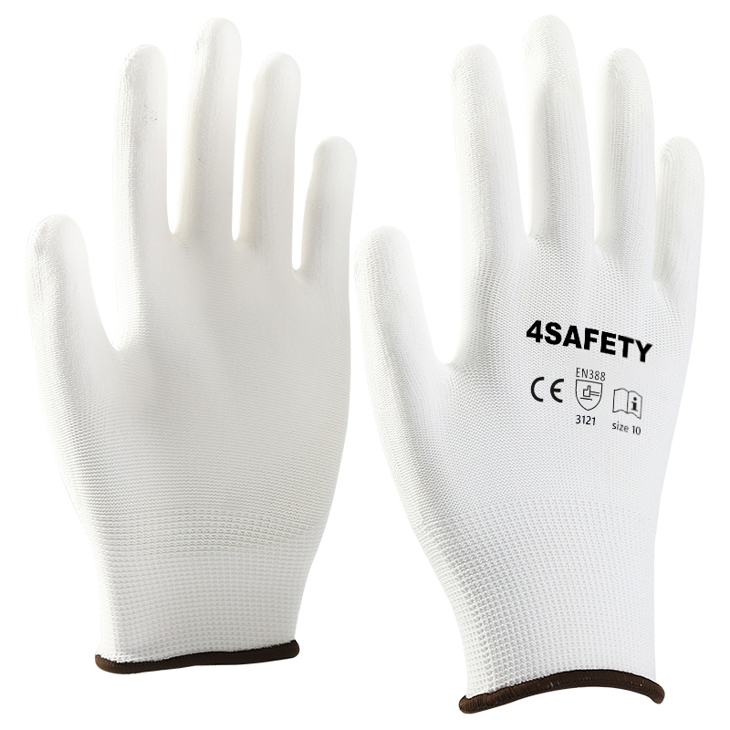 PU Coated Palm Coated Gloves 13G Polyester Non-Slip Gloves Electrician Esd Work Gloves
