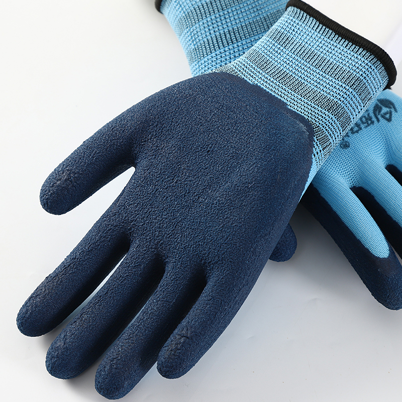 Blue Foam Latex Coated Gloves