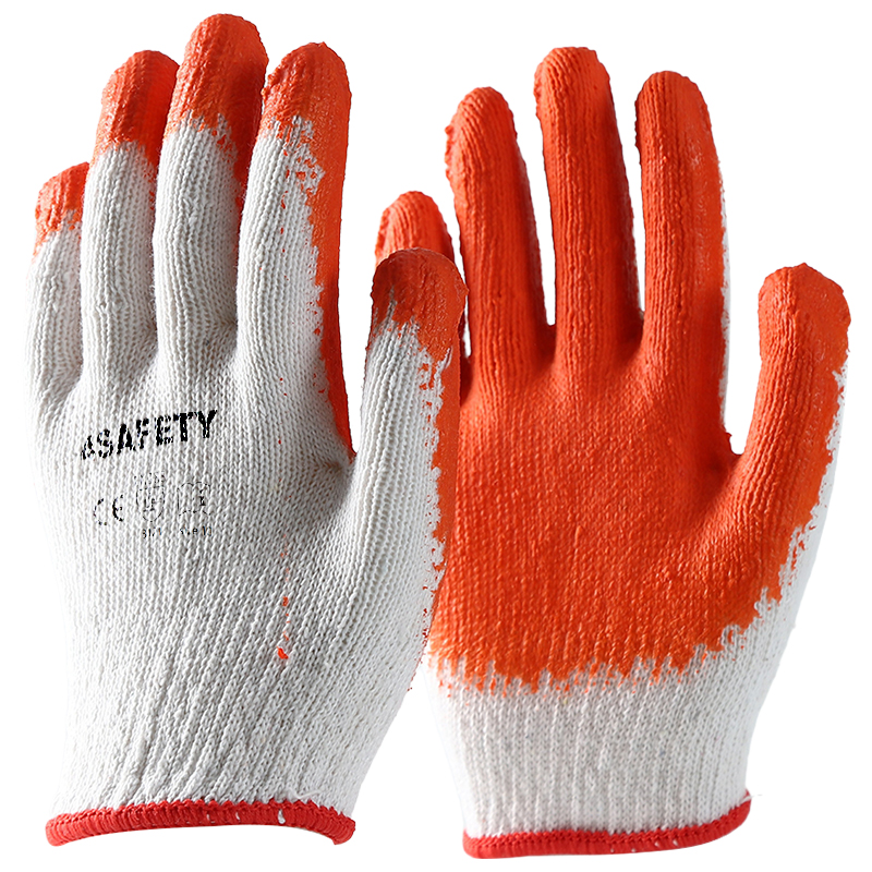 Top Sale Orange Latex Smooth Coated Cotton Gloves