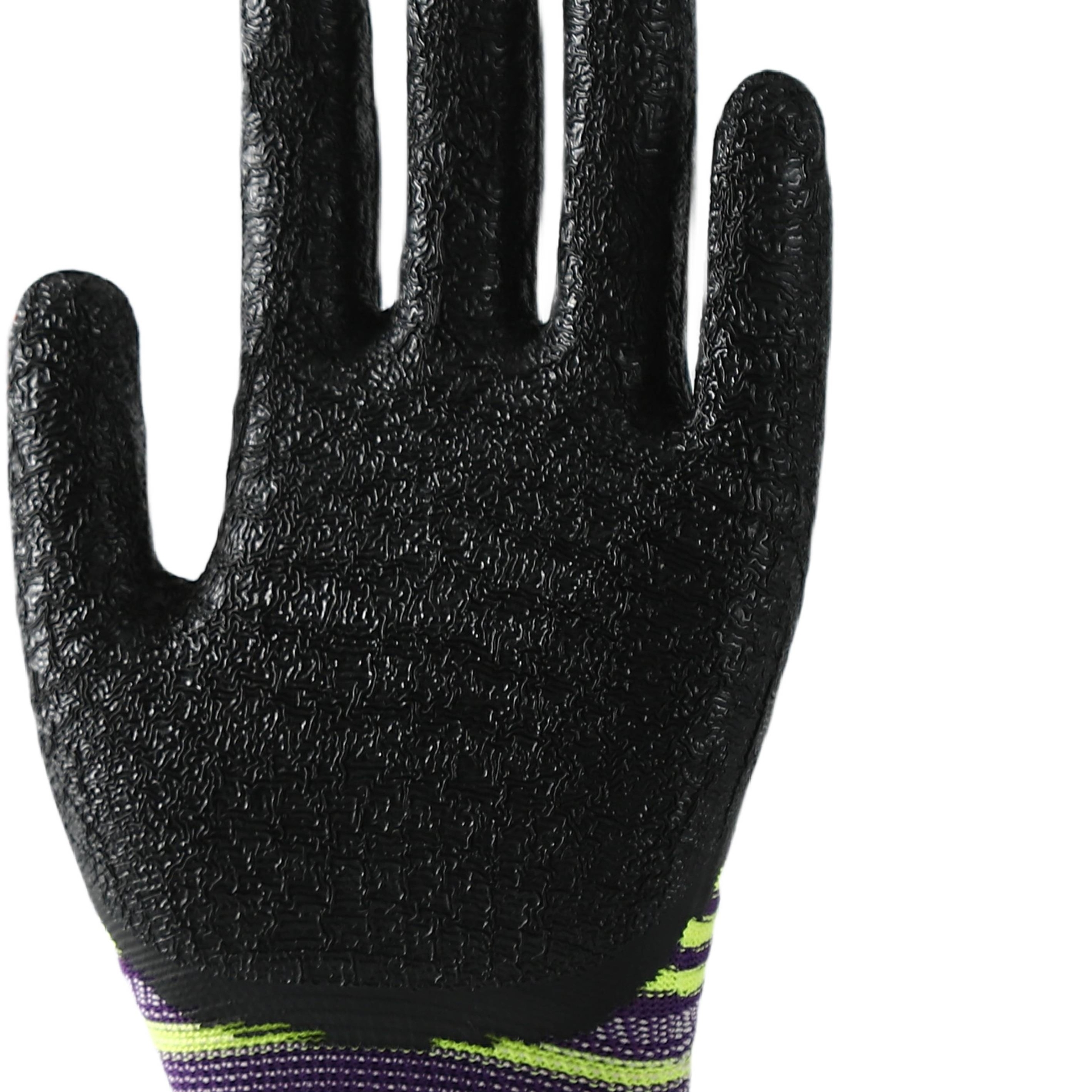                 Pattern polyester with black crinkle latex coated gloves            