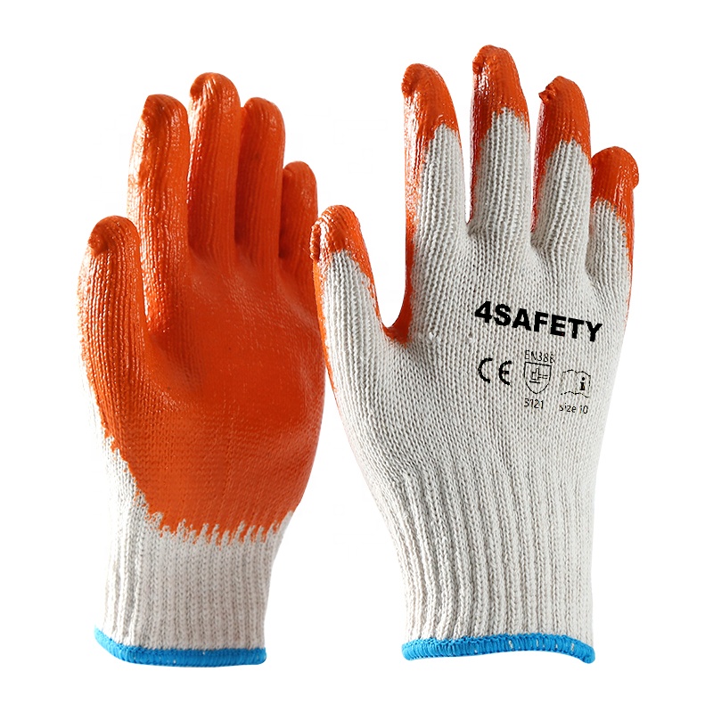 OEM 7&quot; 8&quot; 9&quot; 10&quot; Cotton Shell Latex Coated Construction Safety Work Gloves