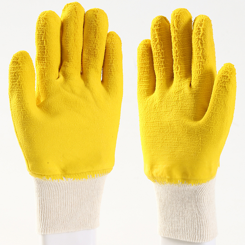 OEM Construction Mechanic Working Safety Latex Coated Knit Wrist Hand Gloves