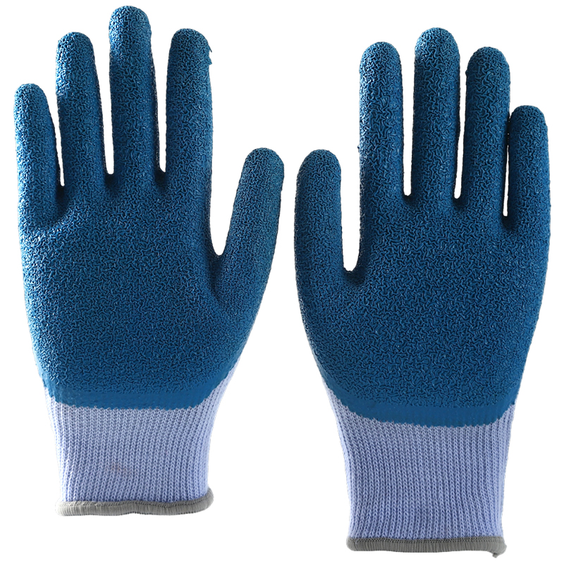Top Quality Cotton Knitted Gloves Latex Crinkle Hand Gloves With Latex Coated