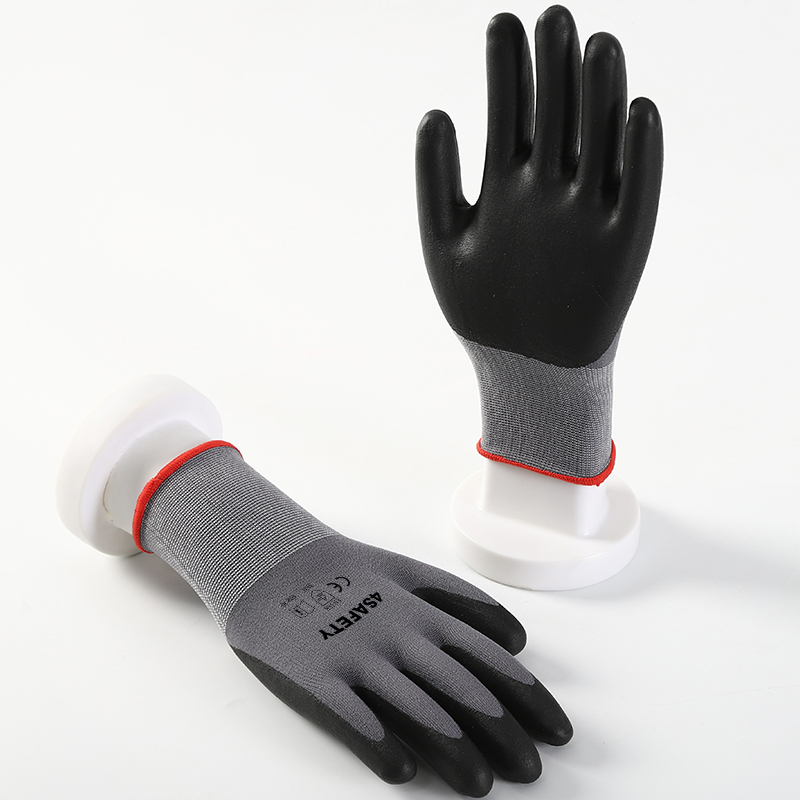 Oem Logo Custom Industry Construction Safety Work Foam Nitrile Coated Gloves