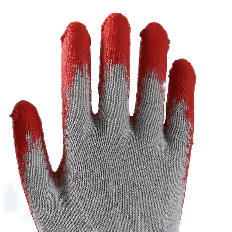                 White cotton with red latex smooth coating gloves            