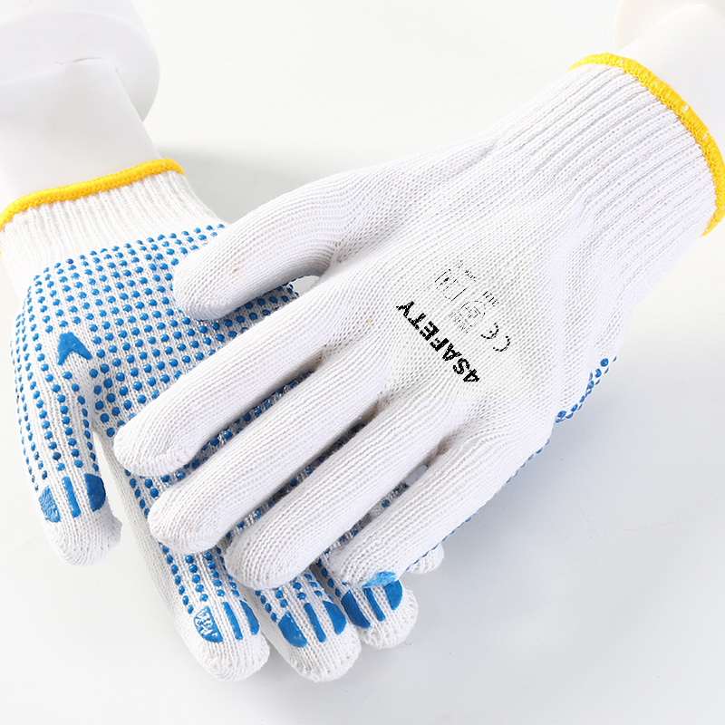 Bulk Construction Wholesale Safety White Cotton Gloves PVC Dots Cotton Gloves