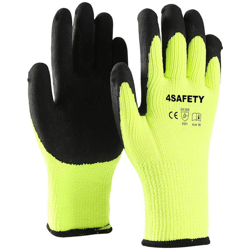 Winter Thermal Latex Foam Coated Warm Gloves With Strong Grip