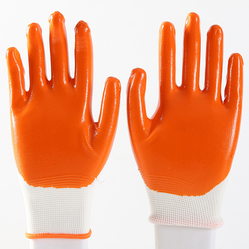 OEM Oil-Proof Industrial Work Glove Nitrile Coated Smooth Finished Glove Breathable And Comfortable Working Gloves