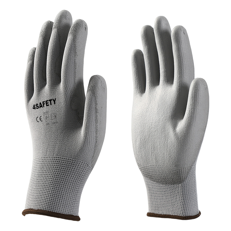 13 Gauge Polyester Lining PU Coated Safety Work Gloves For Sale