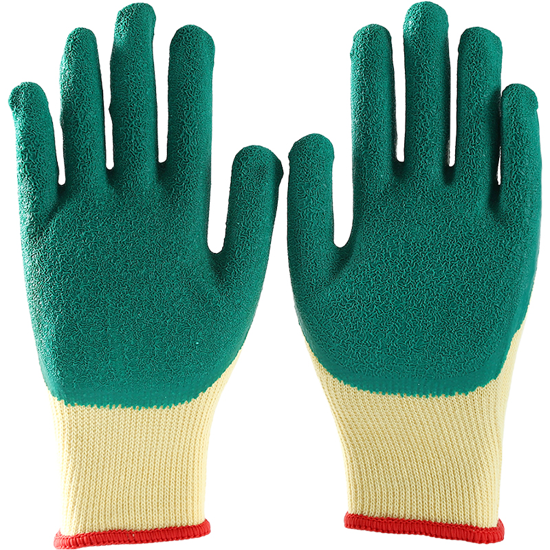 OEM Cotton Crinkle Latex Coated Waterproof Safety Work Gloves For Garden Construction