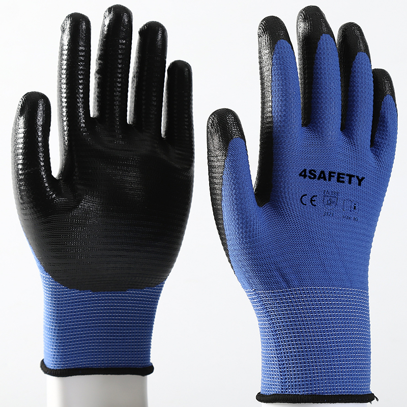 13G Labor Chemical Protection Acid And Alkali Resistant Hand Work Industrial Safety Nitrile Coated Work Gloves