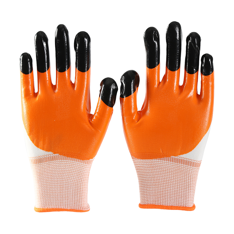 Wholesale Cheap Double Dipped Industrial Nitrile Half Coated Gloves
