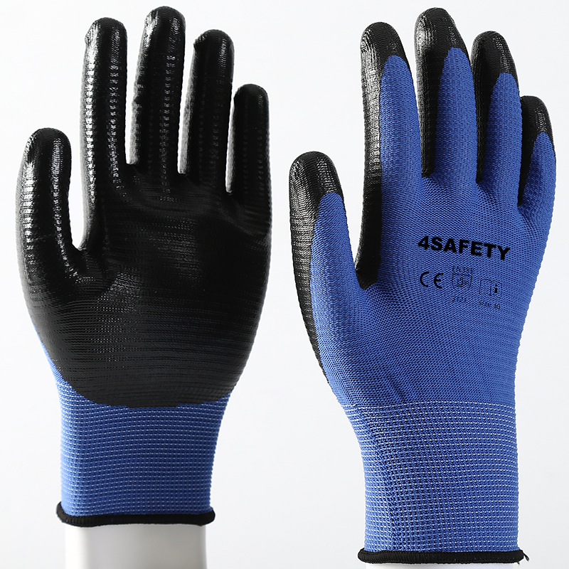 4Safety Oilproof Waterproof Work Nitrile Coated Seamless Knit Polyester Gloves