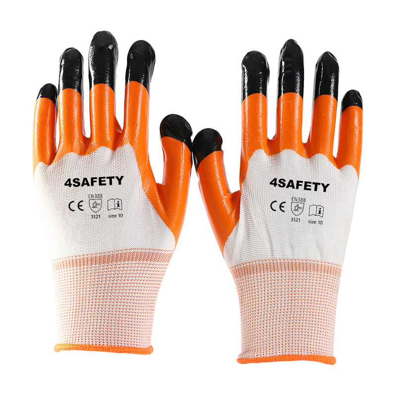 Top Sale Anti Slip Coated Dipping Safety Nitrile Half Coated Gloves
