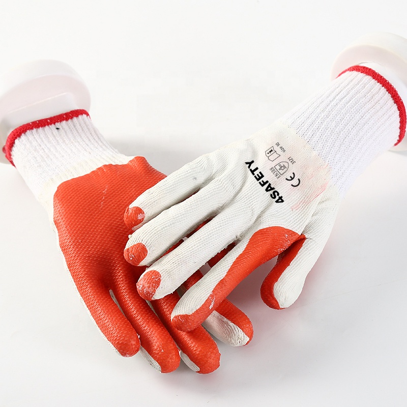 Cotton And Polyester Lining Laminated Rubber Coated Gloves Work Safety Industrial Gloves