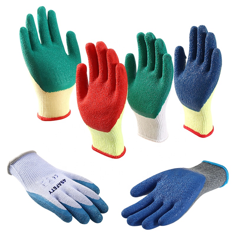 Wholesale Cheap Industrial Glove Cotton Latex Coated Glove With Crinkle Palm