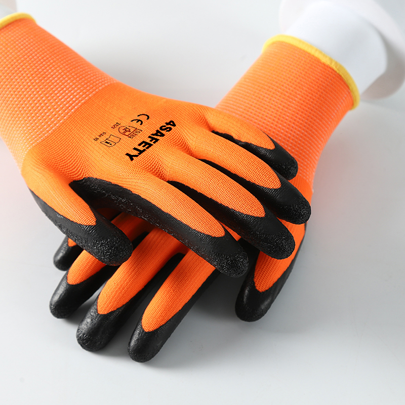 4SAFETY CE Certified Hand Construction Work Colored Polyester Latex Glove Cheap Latex Gloves