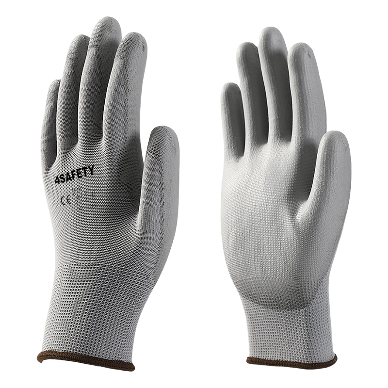                 Gray Polyester with gray PU coating gloves            