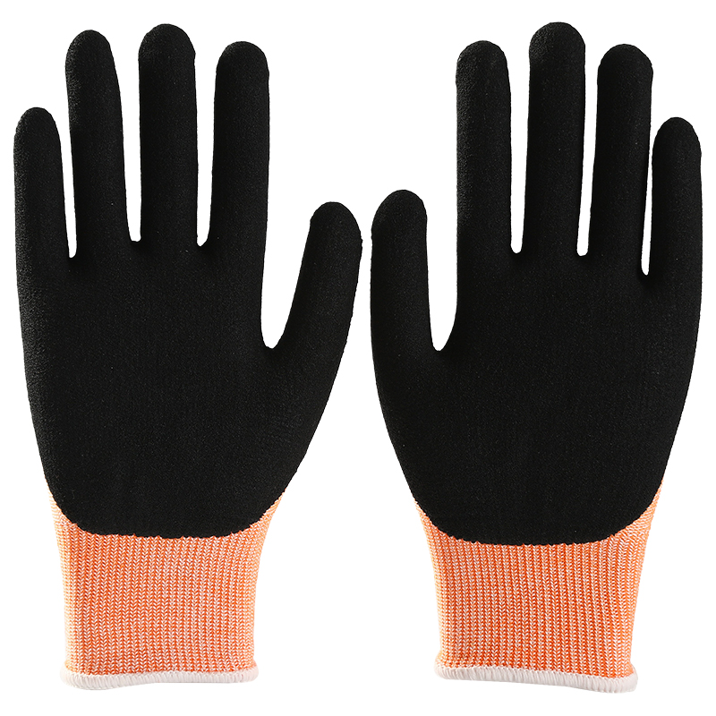 OEM CE Heavy Duty Sandy Coated Safety Work Nitrile Gloves With Double Dipping For Industry Construction