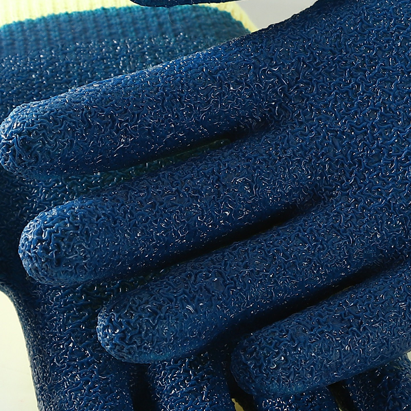 Durable Anti Slip Cotton Knitted Latex Crinkle Coated Safety Work Gloves For Industrial Construction