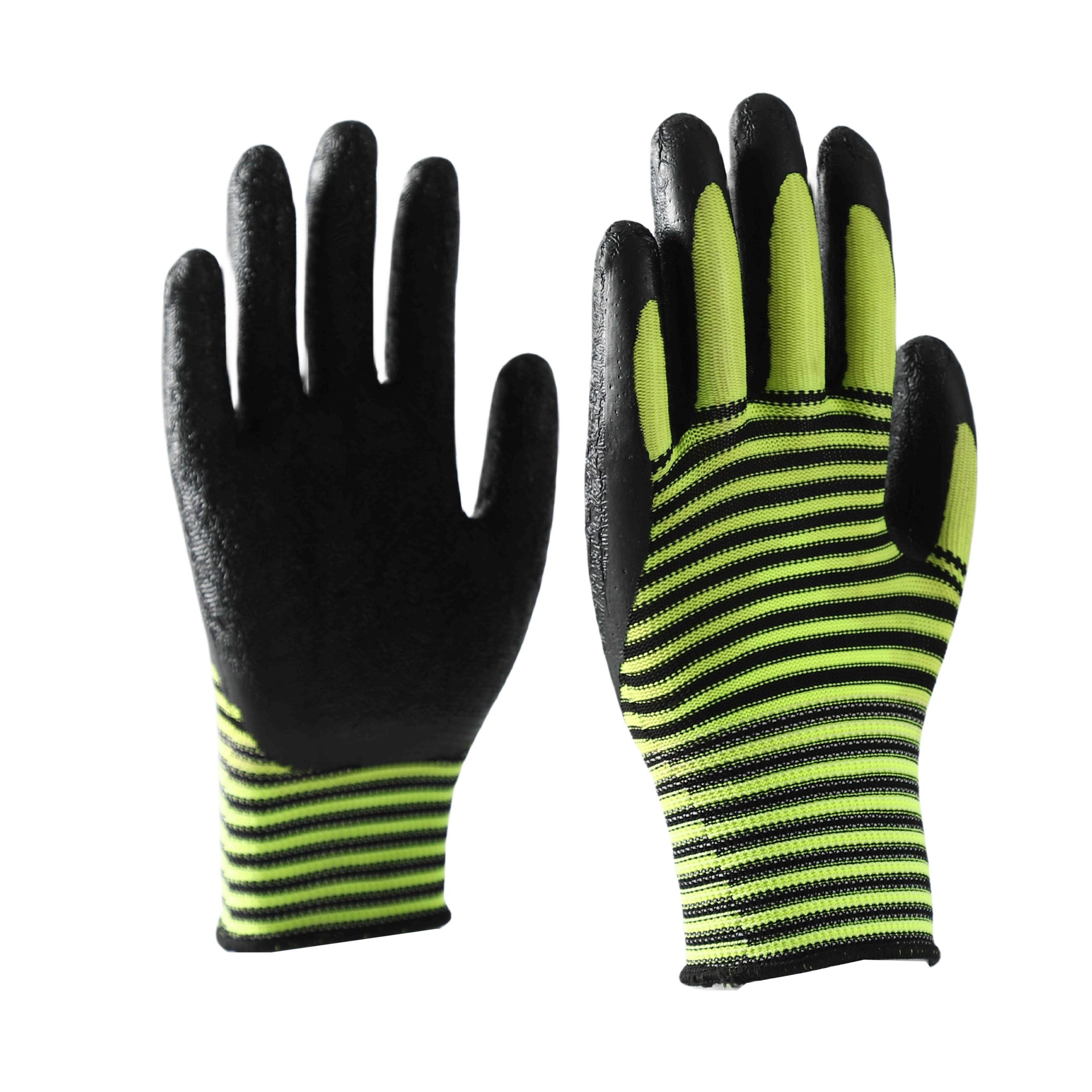                 Pattern polyester with gray crinkle latex coated gloves            
