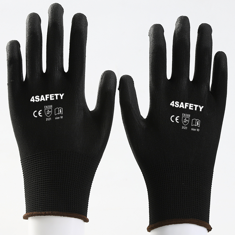 Latex Work Gloves Gray Polyester Dipped Black Latex Coated Construction Safety Work Garden Gloves