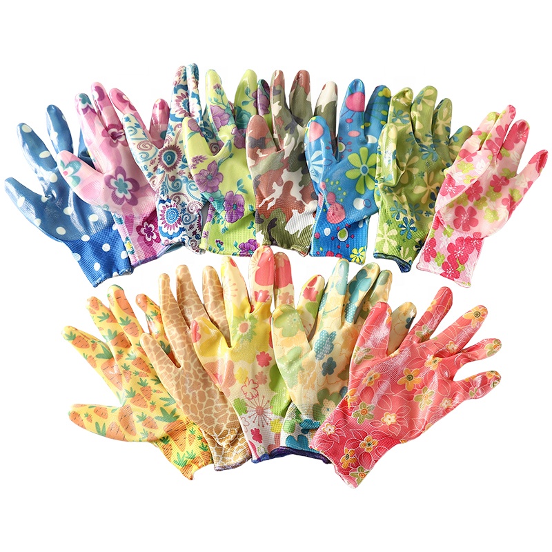 Free Sample Camouflage 13G Oil Resistant Nitrile Coated Construction Work Gloves Safety Building Gloves
