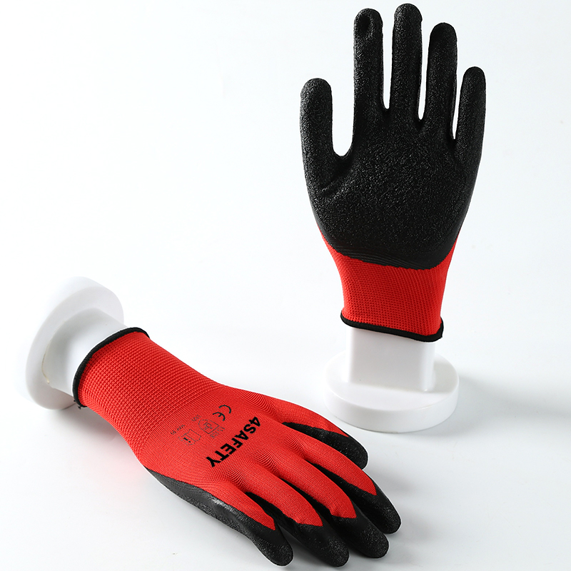 Custom Colorful Natural Polyester Polyester Smooth Latex Coated Work Safety Dipped Hand Gloves