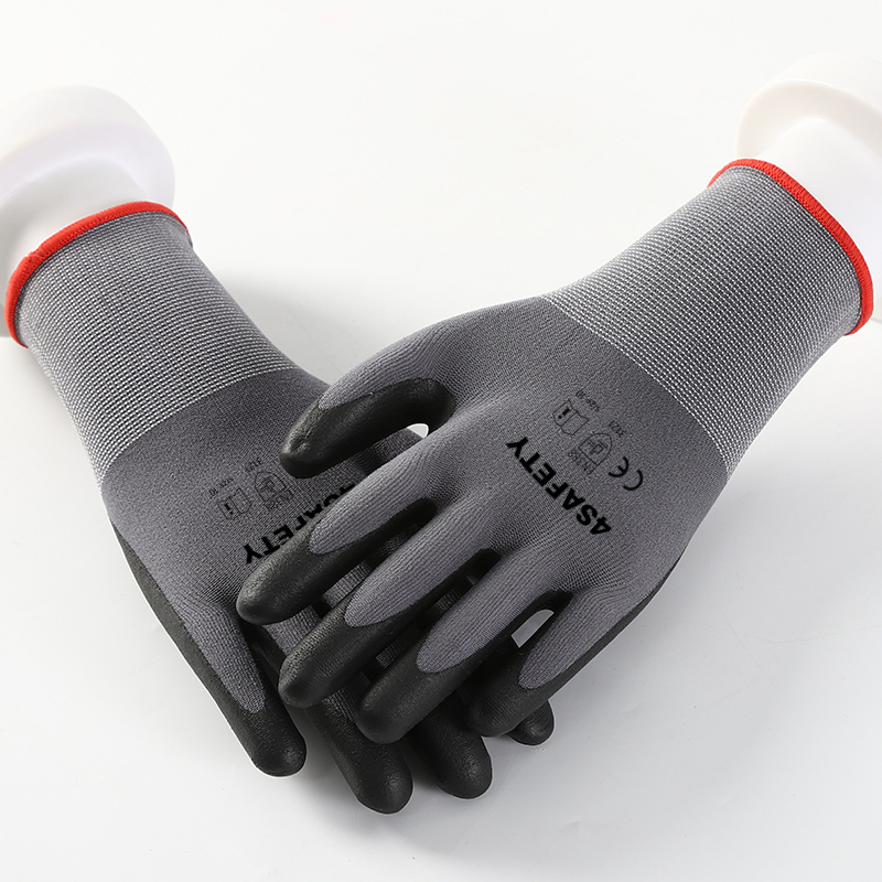 Hand Protective Mechanic Industrial Work Safety Oil Proof Waterproof Foam Nitrile Coated Gloves