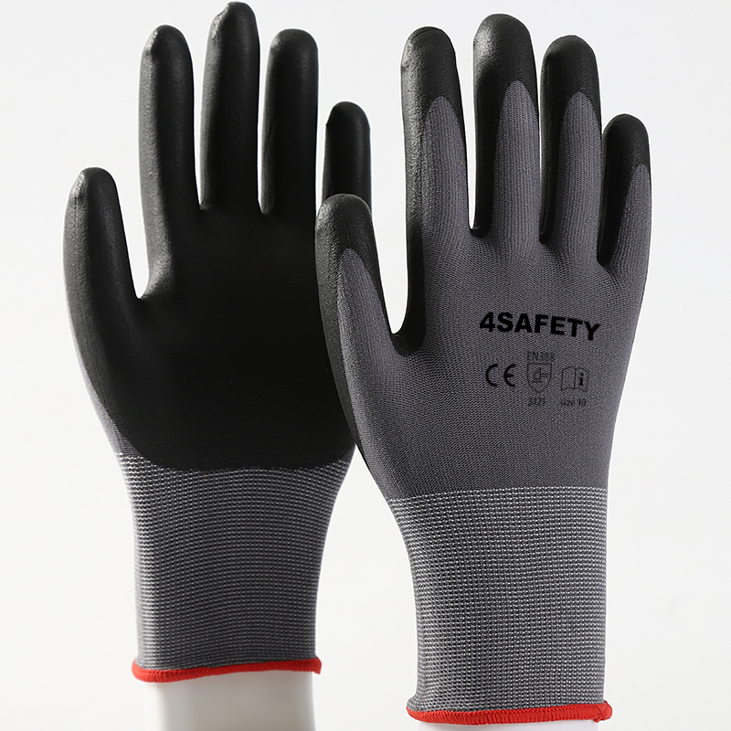 Wholesale Cheap Good Grip Spandex And Nylon Shell Foam Nitrile Coated Gloves