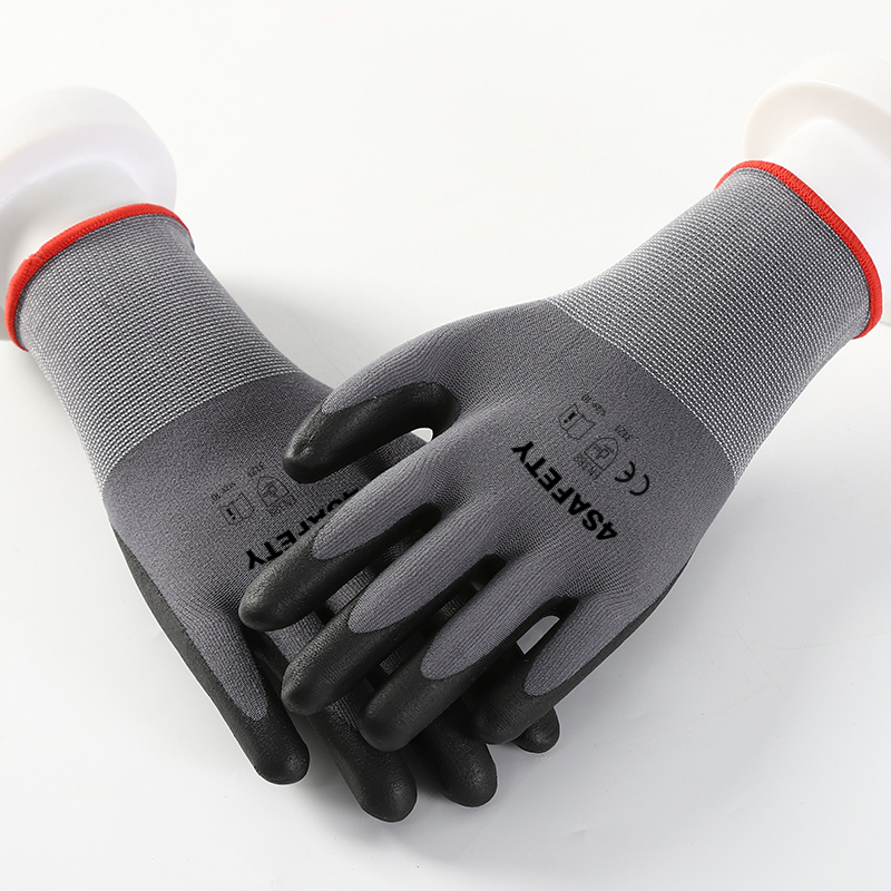 OEM Polyester Nylon Liner Foam Nitrile Coated Working Safety Glove For Sale
