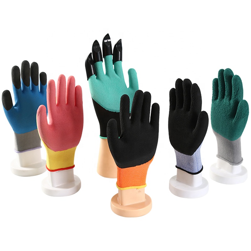 13G Polyester Knitted Polyester Natural Foam Latex Coated Safety Work Gloves