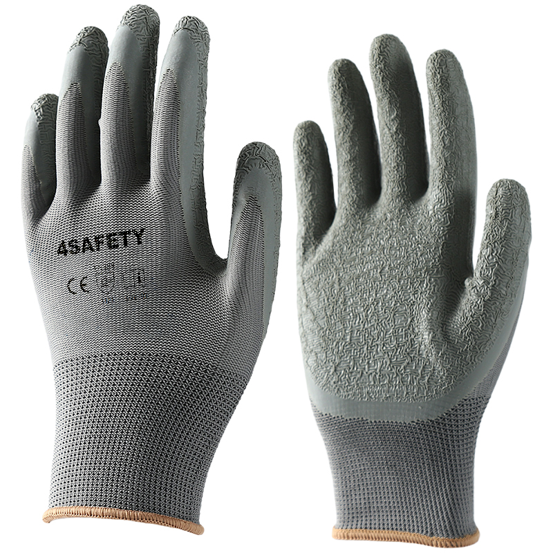                 Gray polyester with gray crinkle latex coated gloves            