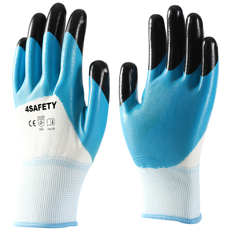 Wholesale Industrial 13 Gauge Anti Slip Nitrile Foam Coated Work Gloves