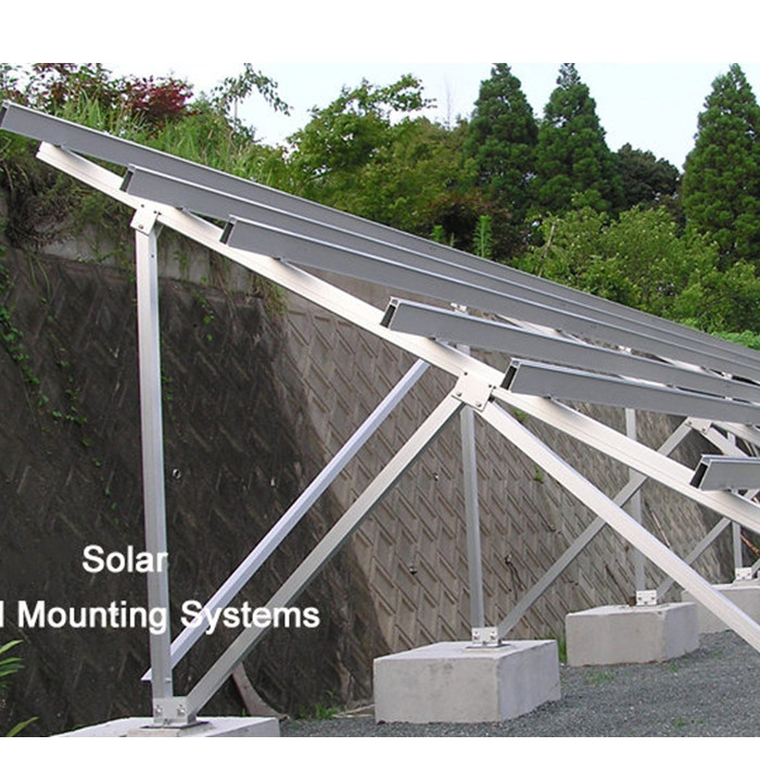 AS Type W Pv Aluminum Solar Panel Mounting Ground Mount Racking System  for Solar Energy System Concrete or Ground screw Base