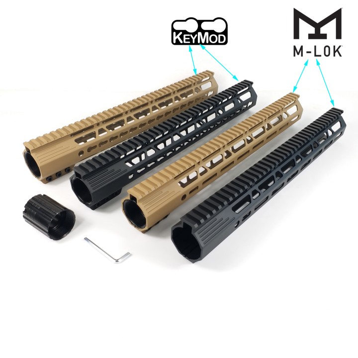 15 Inch M Lok/Keymod AR10 Handguard Picatinny Rail Mount System Tan/Black For .308/7.62  FKH/FLH308-15x