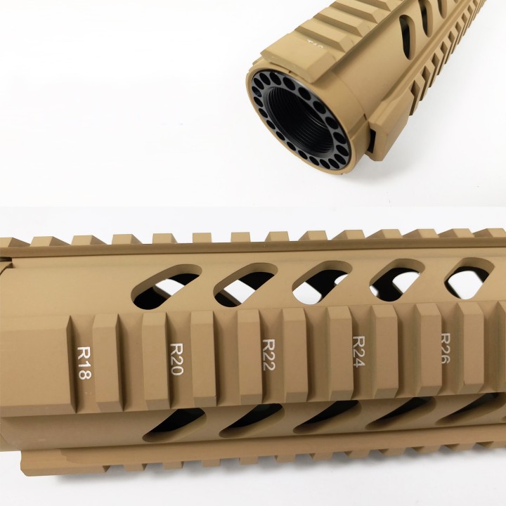 7,10,12,15 inch Free Float Quad Rail Handguards Tan color M16-xT