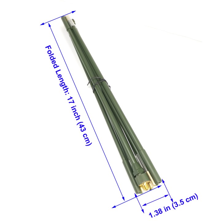 Portable Manpack Radio Whip Antenna collapsible 7 Section 285 CM (112 inch) Green Color AT-7G