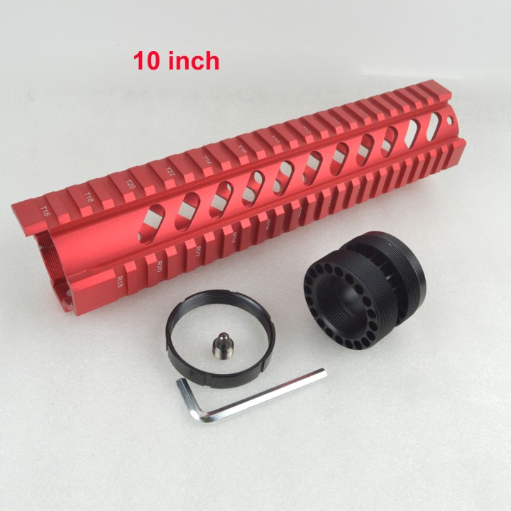 7, 10, 12 Inch Free Float Quad Rail Handguard For .223/5.56(AR15/M16) Spec Red color M16-xR