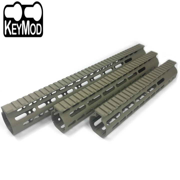 10/12/15 Inch Free Float Handguard Rail KeyMod Type Flat Dark Earth color For .223/5.56(AR15) Spec NSR-xFDE