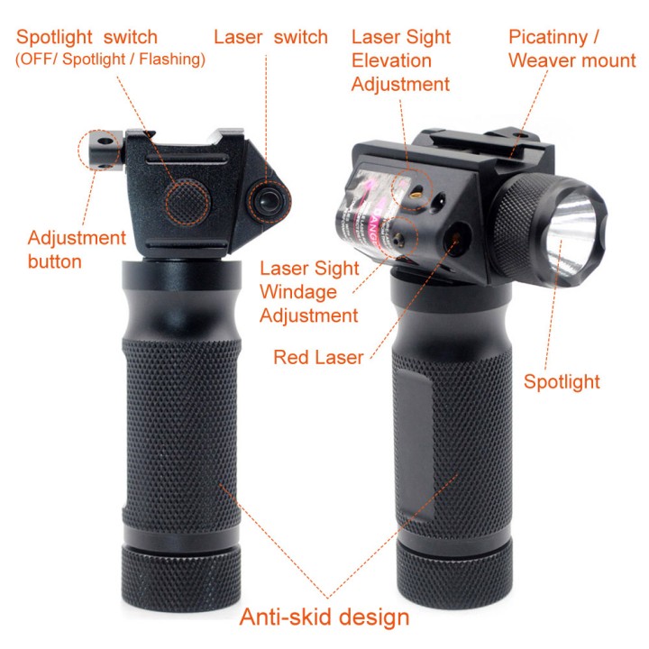 Compact Flashlight And Laser Sight Scope Combo 2 In 1 Tactical Hunting Red / Green Laser Sight Quick Release Flashlight FG-5G/R
