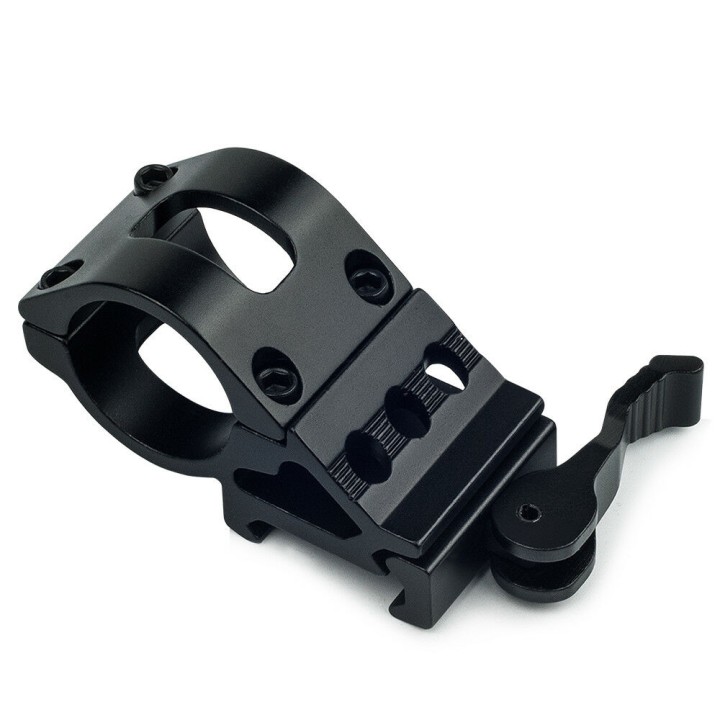 Tactical 1 inch Offset Picatinny/Weaver Rail Mount for Flashlight with Quick Release