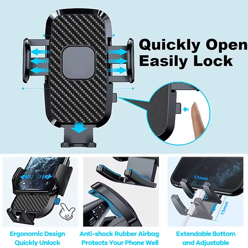 Universal 360 Adjustable Arm Multi Function Windscreen Mobile Phone Holder Dashboard Car Mount Holder For iPhone 15 14 13