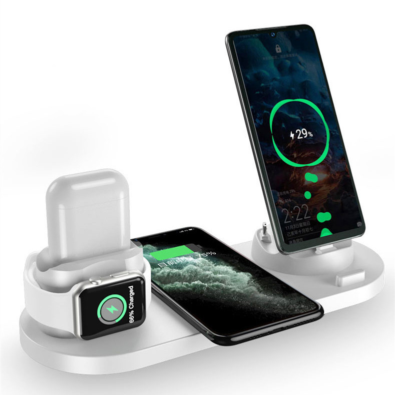 Smart 6 in 1 wireless charger station for apple products multi functional charging stand &amp; holder