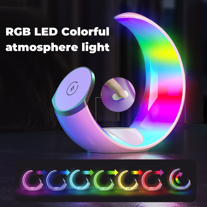 Custom Magnetic Wireless Phone Charger Multi-function Desk RGB Night Lamp 30W 4 in 1 Wireless Charge Stand